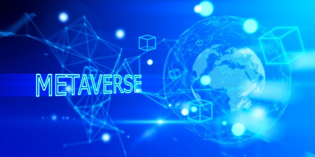 Abstract glowing blue globe metaverse background Augmented reality and future concept 3D Rendering