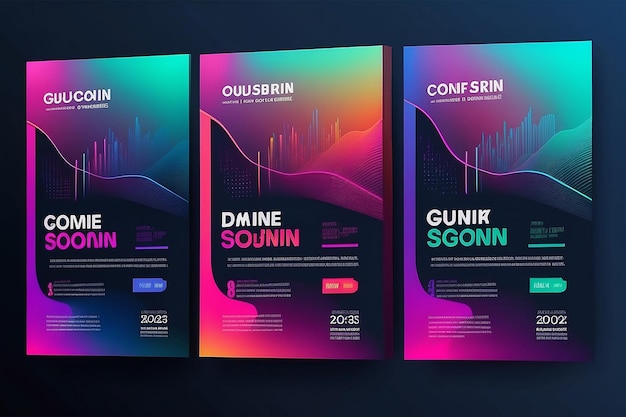 Foto abstract glowing business conference design template con gradient color lines minimal flyer layout vector 20222025