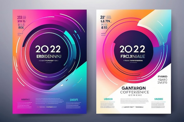 Foto abstract glowing business conference design template con gradient color lines minimal flyer layout vector 20222025
