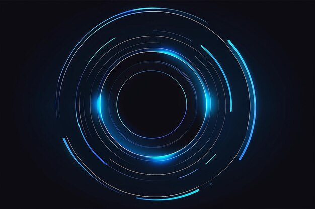 Абстрактные светящиеся круговые линии на темно-синем фоне Геометрическая полоса линия художественного дизайна Современные блестящие синие линии Футуристическая концепция технологии Костюм для плаката обложки баннер брошюра веб-сайт