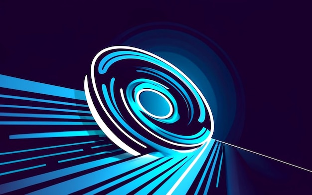 Abstract glowing circle lines on a dark blue backgroundAI_Generated