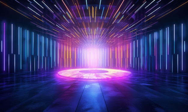 Abstract glowing colorful neon speed light futuristic empty portal background