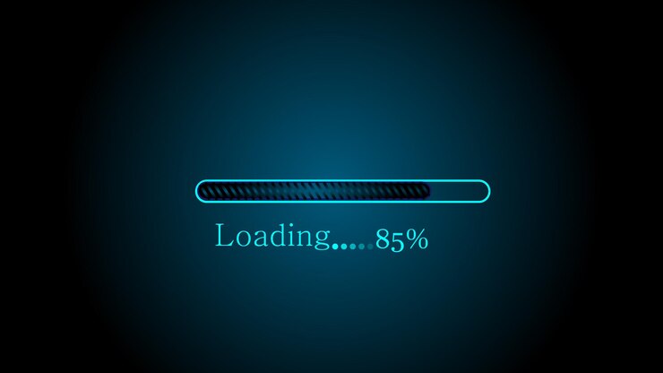 Photo abstract glowing cyan and black color waiting loading bar illustration on black background