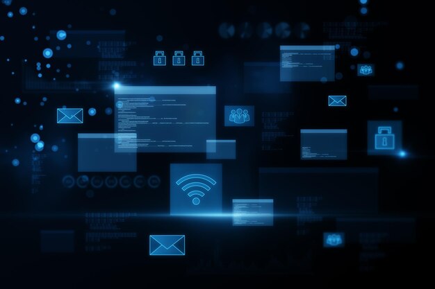 abstract glowing digital transformation hologram background 3d rendering