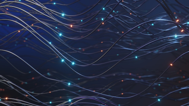 Abstract glowing fiber optic lines