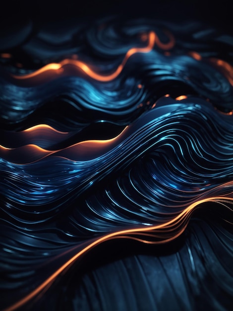 Abstract glowing flowing wavy lines on dark colorful background