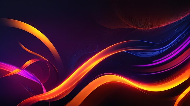 Abstract glowing flowing wavy lines on dark colorful background