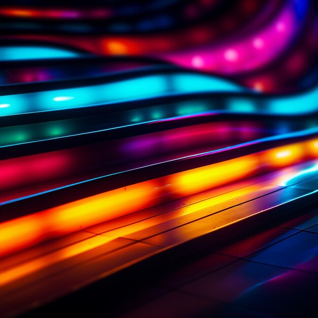 Abstract glowing fluorescent neon lines futuristic laser background d render