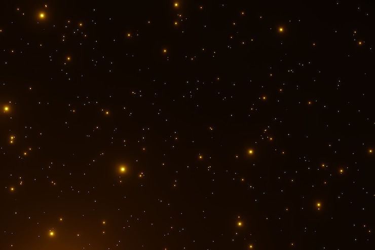 Photo abstract glowing gold glitter dust particles background 3d rendering