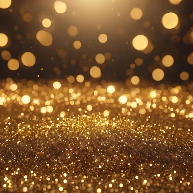 Abstract glowing gold glitter dust particles background 3d rendering