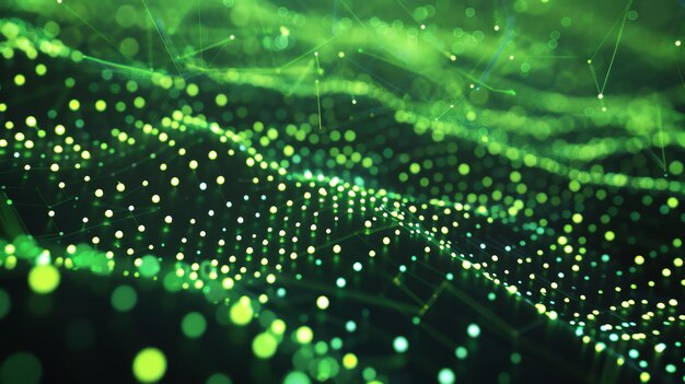 Photo abstract glowing green dots background futuristic 3d rendering illustration