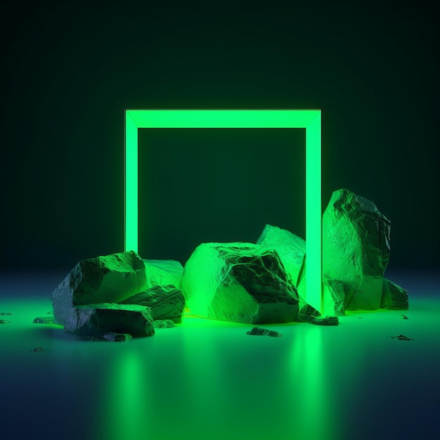 Abstract glowing neon green background