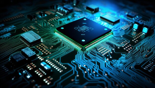 Photo abstract glowing processor chip representing cyber security concept and data protection