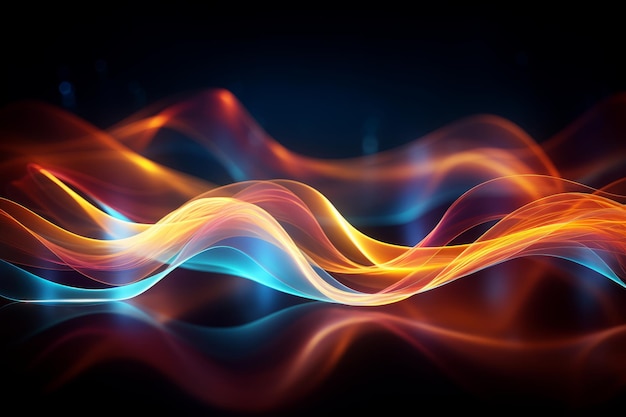 abstract glowing waves on a dark background