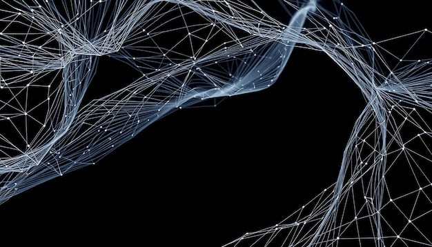 Abstract glowing white web on black background