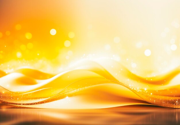 Abstract gold background with bokeh defocused lights and waves
