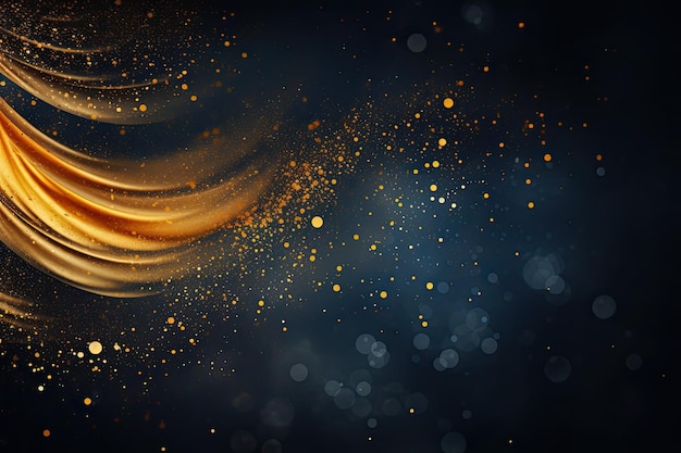 Abstract gold background with bokeh lights and stars 3d rendering