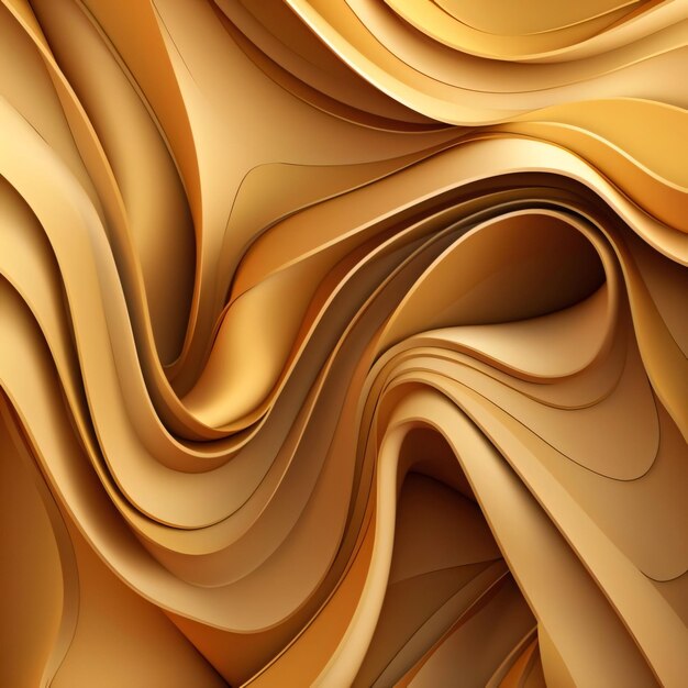 Abstract gold background with smooth lines 3d rendering 3d illustration