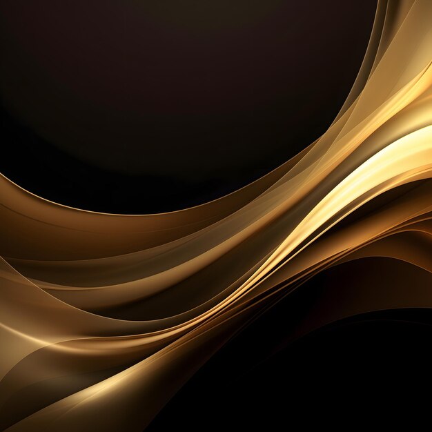 Photo abstract gold background with smooth lines on black background vector illustration