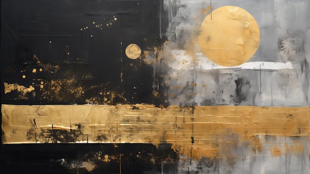 Abstract Gold And Black Painting Inspired By Sophie Wilkins And Alan Bean