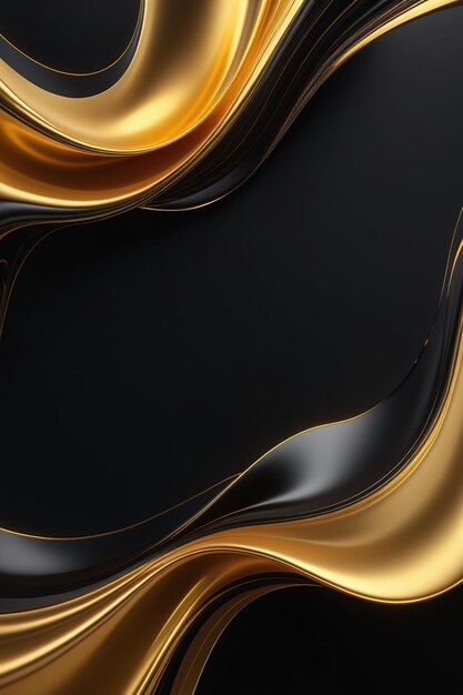 Abstract gold and black wavy on a dark background vertical composition