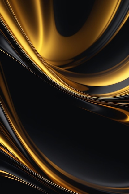 Abstract gold and black wavy on a dark background vertical composition