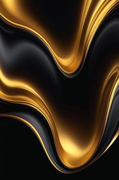 Abstract gold and black wavy on a dark background vertical composition