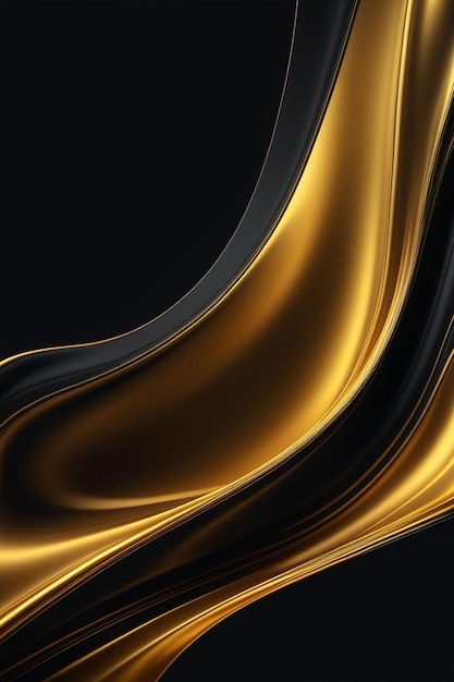 Abstract gold and black wavy on a dark background vertical composition