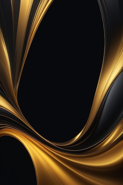 Abstract gold and black wavy on a dark background vertical composition