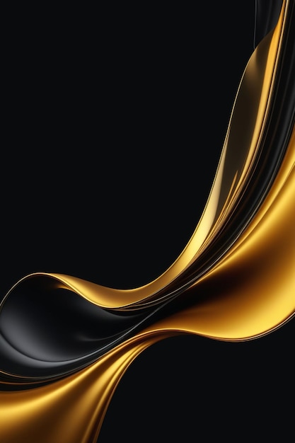 Abstract gold and black wavy on a dark background vertical composition