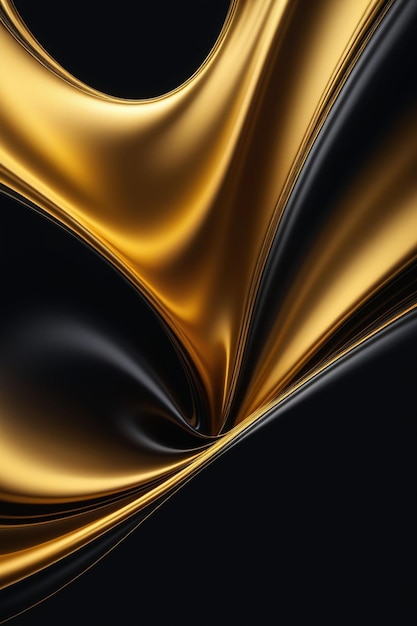 Abstract gold and black wavy on a dark background vertical composition