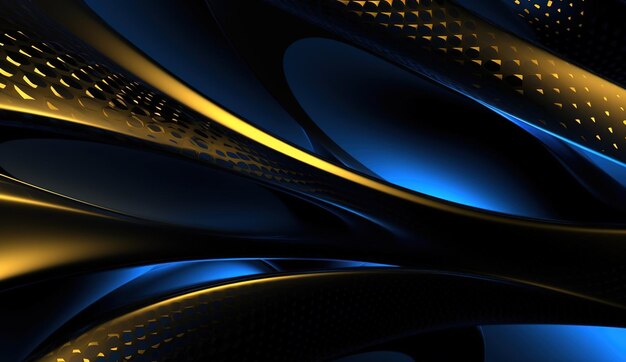 Photo abstract gold and blue line background