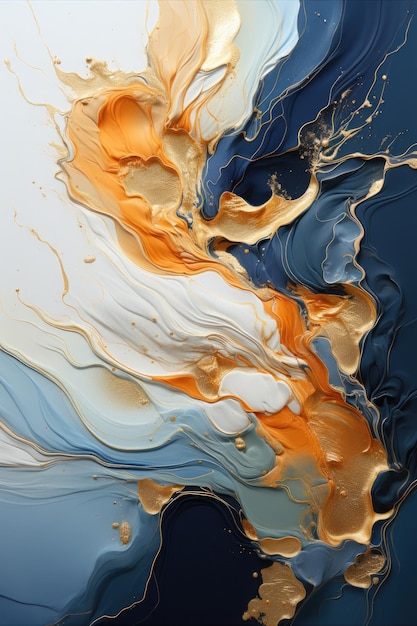 abstract gold blue oil painting