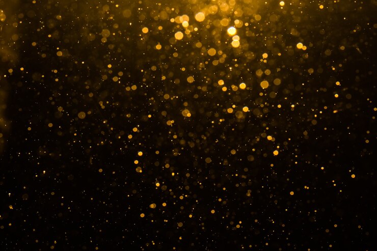 Photo abstract gold bokeh with black background