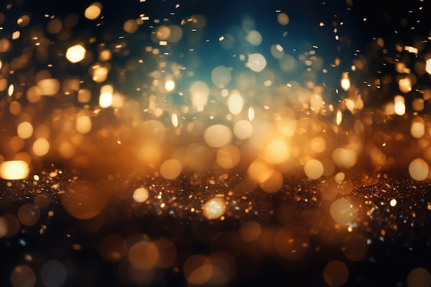 Abstract gold bright light glittering bokeh blur background Generative AI