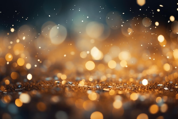 Abstract gold bright light glittering bokeh blur background Generative AI