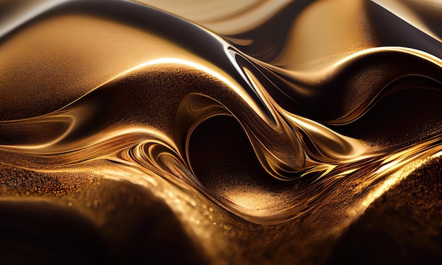 Abstract gold and brown glossy wallpaper with creamy details