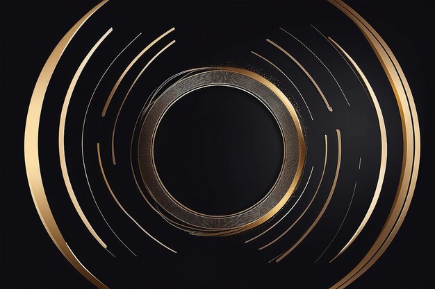 Abstract gold circle lines on dark background Geometric stripe line art design Modern luxury template