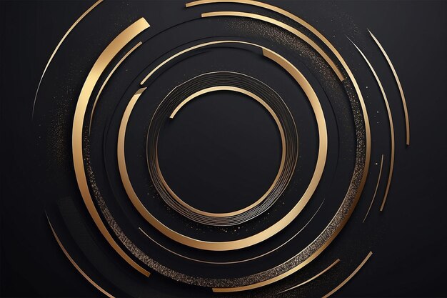 Abstract gold circle lines on dark background Geometric stripe line art design Modern luxury