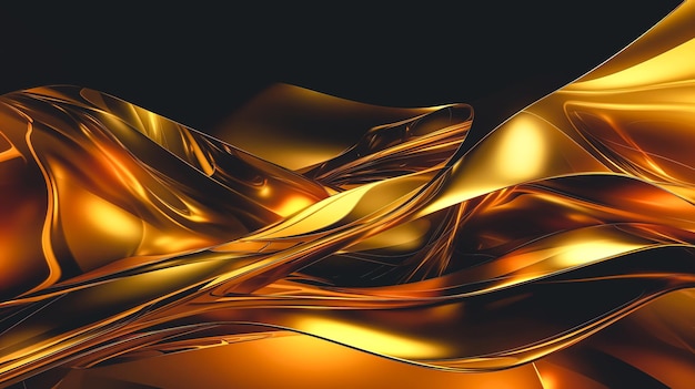 Abstract gold color background fluid texture generative AI