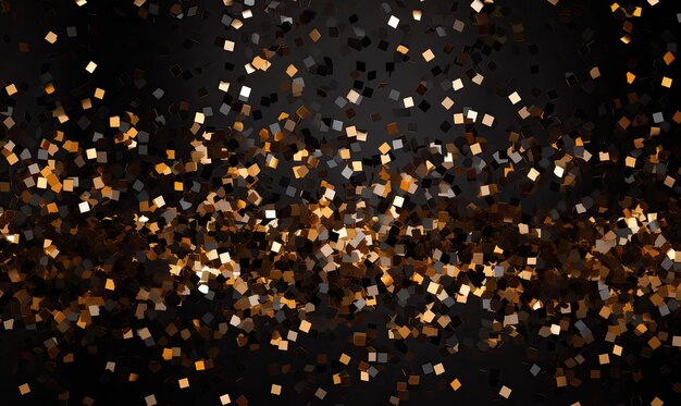 Abstract Gold Confetti on Black Background Vector Illustration