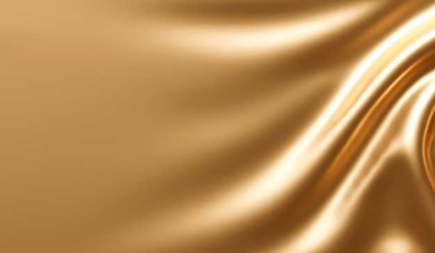 Abstract gold fabric background texture with golden elegant satin material. 3D rendering.