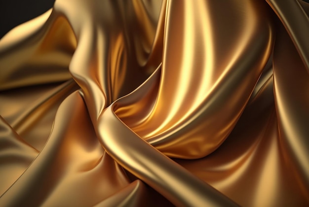 Abstract gold fabric background texture with golden elegant satin material generative AI