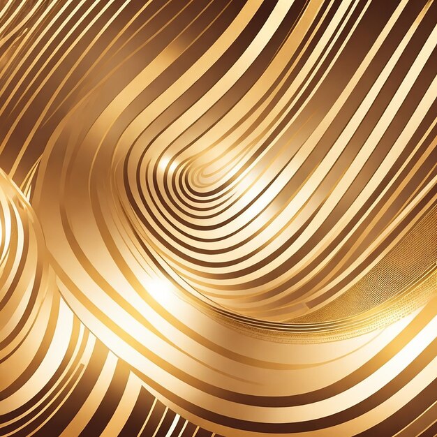 Фото Абстрактные золотые светящиеся волнистые полосы круги формы на золотом фоне сгенерированы ai
