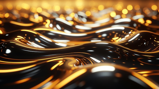 Abstract gold Glowing Edges background Liquify 3d Rendering 4k Ultra hd