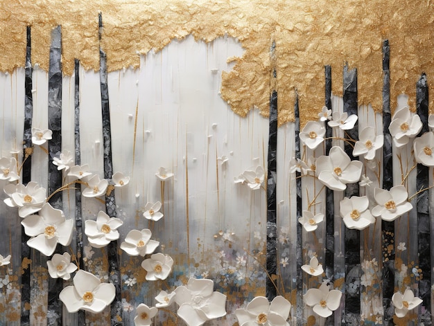 Abstract Gold leaf forest