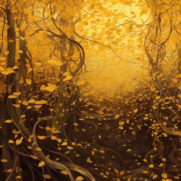 Photo abstract gold leaf forest