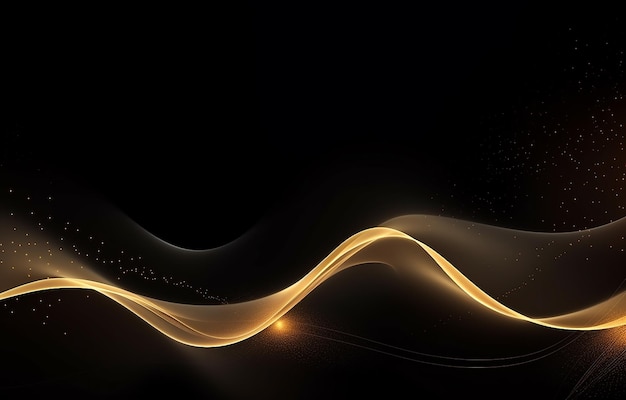 Abstract Gold Light Effect on Black Background 3D Rendering