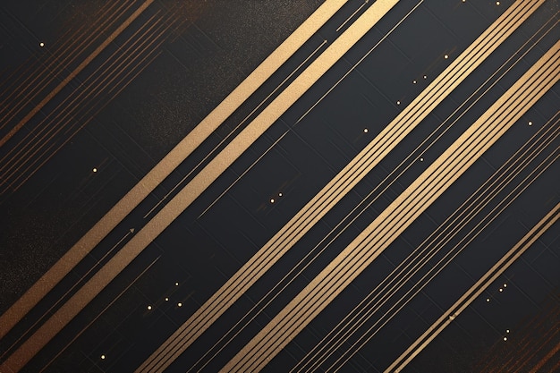 黒い背景の抽象的な金色の線と曲線のデザイン