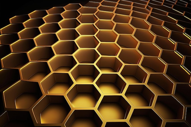 Абстрактный золотой роскошный многоугольный мозаичный фон с шестиугольным рисунком AI